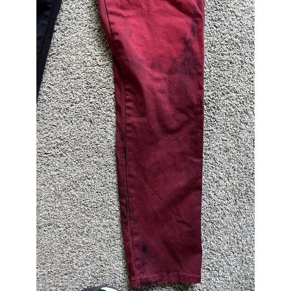 Royal Bones Size 15 Red Black Pants Jeans Stretch Daang Goodman Goth Punk - Picture 6 of 8